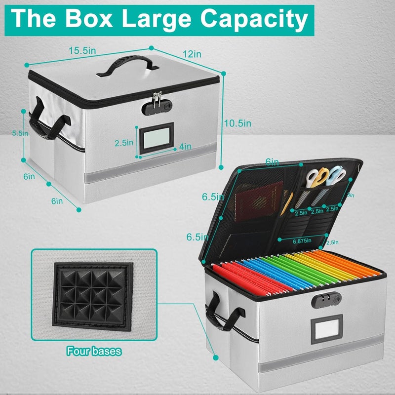 EXLIFBAG File Box with Lock, Portable Document Organizer Box with Handle, Fireproof File Box for Home Office, Legal File Organizer Storage - Image 3